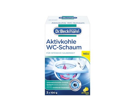 Dr. Beckmann Speciální čistící pěna do WC s aktivním uhlím, 3 x 100g